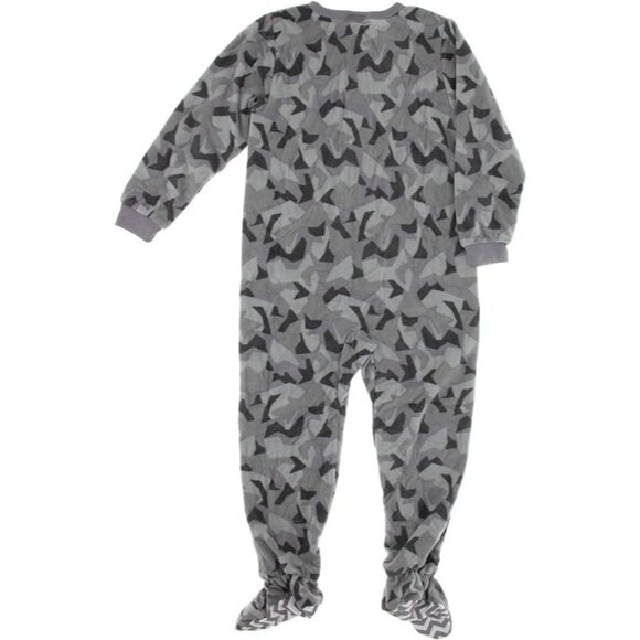 Komar Kids Boys Gray Camo Fleece Blanket Sleeper Footed Pajamas Size 8 Medium - Picture 2 of 3
